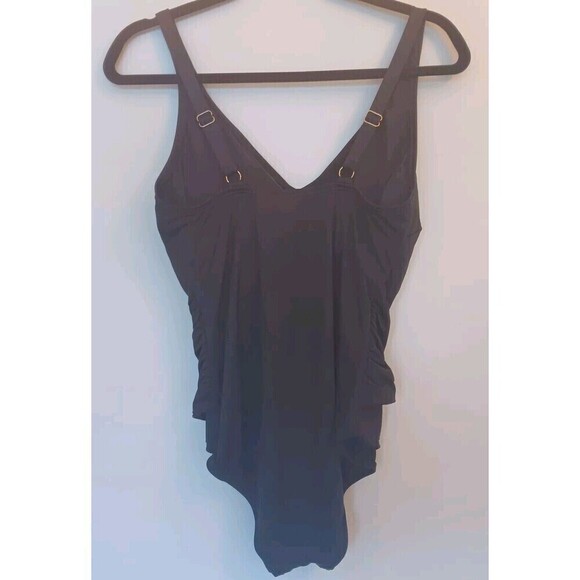 NWT Loft Beach Size 18 Black One-Piece Bathing Suit W/Waist Tie Detail - Picture 2 of 6